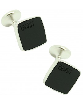 Gemelos Hugo Boss rounded negro luxury - plated