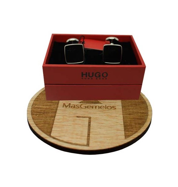 Gemelos Hugo Boss rounded negro luxury - plated
