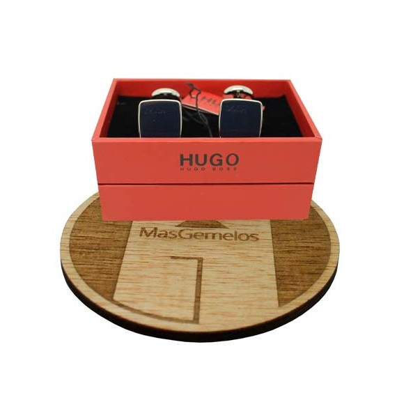 cufflinks Hugo Boss rounded BLUE NAVY luxury - plated