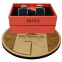 cufflinks Hugo Boss rounded BLUE NAVY luxury - plated