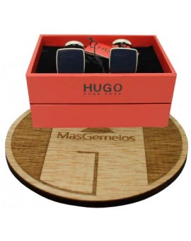 Gemelos Hugo Boss rounded azul marino luxury - plated