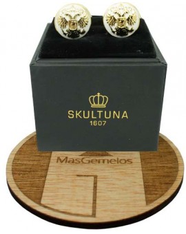 Gemelos camisa Skultuna Doble Águila dorado - Blanco