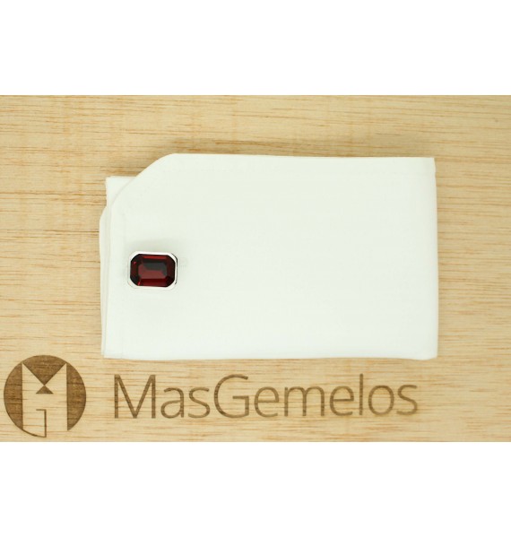 Gemelli da camicia quadrati rossi Swarovski