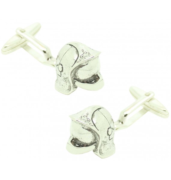 Boutons de manchette casque de pompier 3D argent sterling 925 PREMIUM