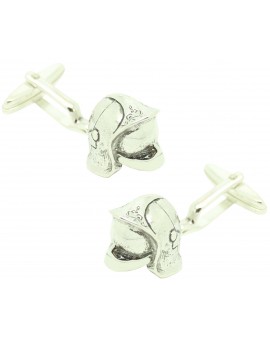 Boutons de manchette casque de pompier 3D argent sterling 925 PREMIUM