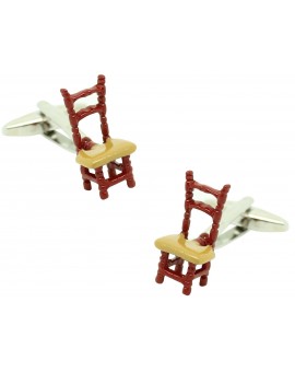 Gemelos para camisa silla mimbre marrón