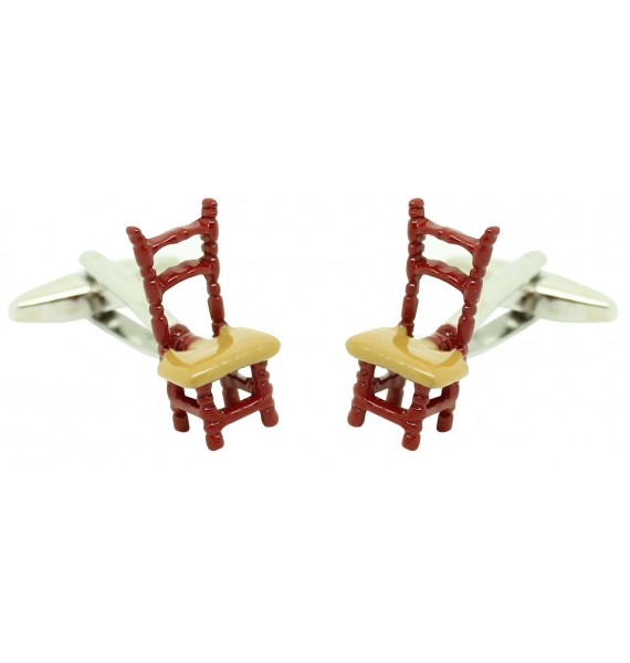 Boutons de manchette de chemise de chaise en osier marron