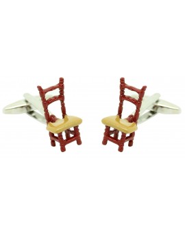 Boutons de manchette de chemise de chaise en osier marron