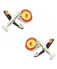 Cufflinks of airplane with roundel flag of spain