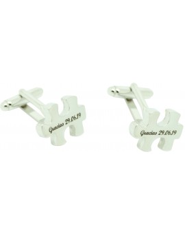 Custom cufflinks steel puzzle engraving 2