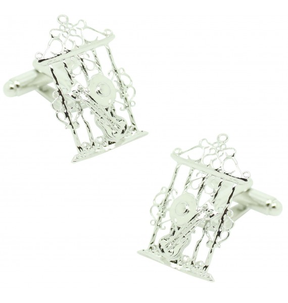 Cufflinks for shirt Grilles with hat and guitar