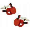 Gemelos para camisa raquetas de Ping Pong roja
