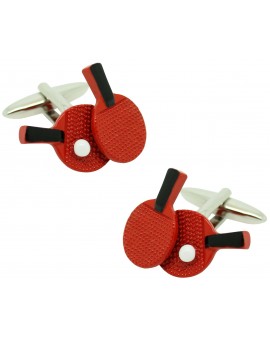 Gemelos para camisa raquetas de Ping Pong roja