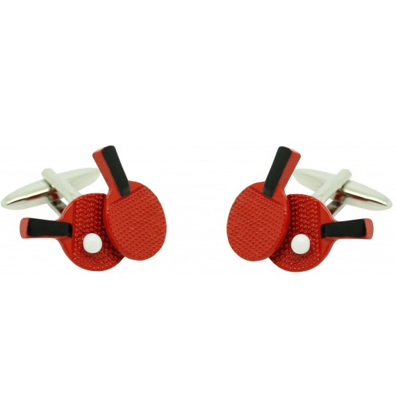 Gemelos para camisa raquetas de Ping Pong roja