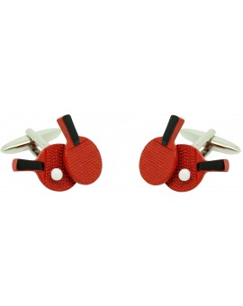 Gemelos para camisa raquetas de Ping Pong roja
