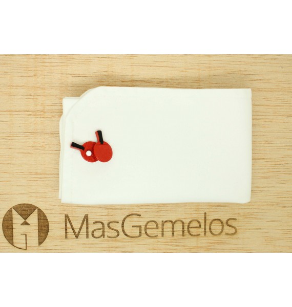 Gemelos para camisa raquetas de Ping Pong roja