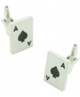 Ace of Spades Poker Card Cufflinks silver