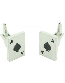 Ace of Spades Poker Card Cufflinks silver 2