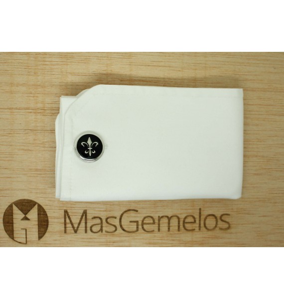 Boutons de manchette chemise noire ICON fleur de lys