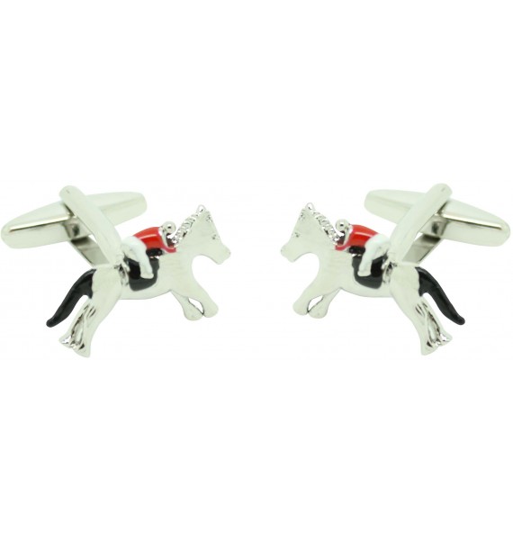 Boutons de manchette 3D cheval et cavalier