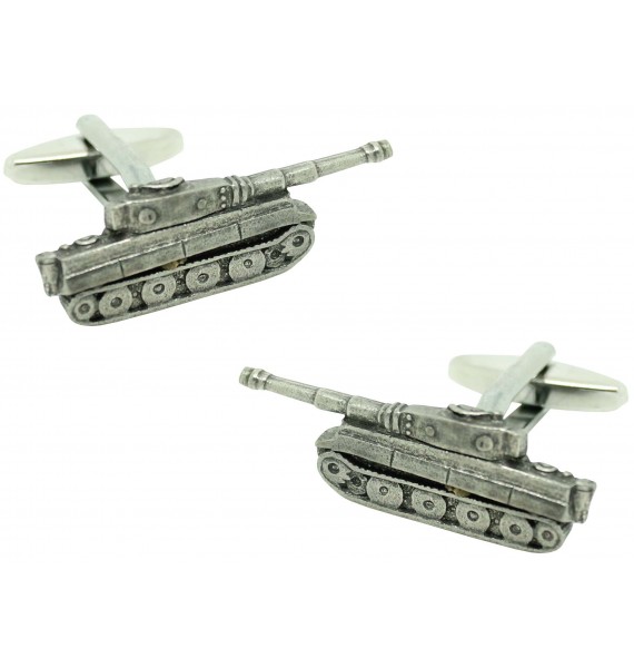 plated 3D tank cufflinks