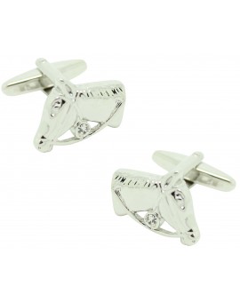Gemelos para camisa cabeza caballo plated con cristal
