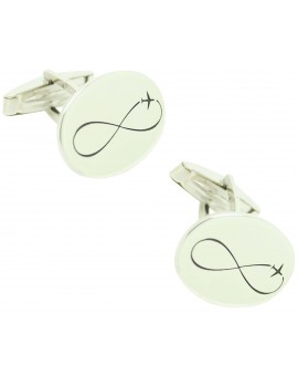 Gemelos Personalizados Infinito Avión Oval Plata 925