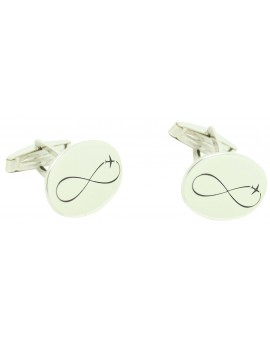 Gemelos Personalizados Infinito Avión Oval Plata 925  2