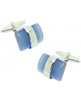 Gemelos para camisa ICON piedra azul line silver