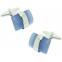 Gemelos para camisa ICON piedra azul line silver