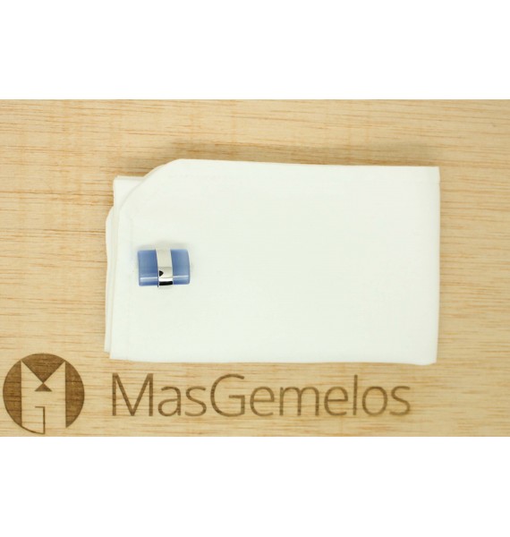 Gemelos para camisa ICON piedra azul line silver