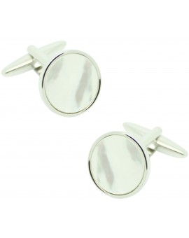 Gemelos para camisa ICON round pearl blanca