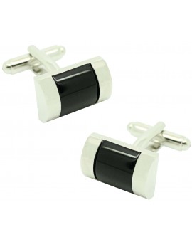 Abotoaduras para camisa pedra rectangular preto revestido