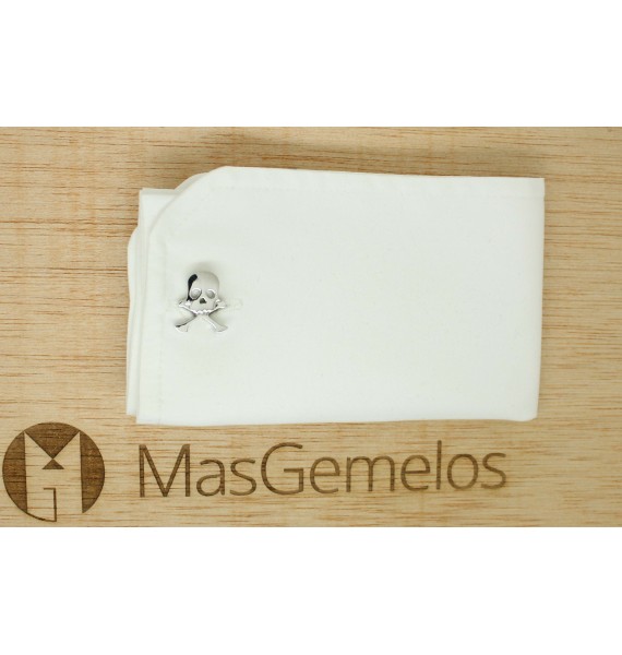 Gemelli da polso originali placcati in argento con teschio