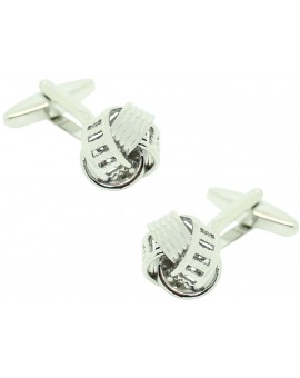 Silver Plated Ribbed Rail Knot Cufflinks 