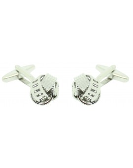 Silver Plated Ribbed Rail Knot Cufflinks  2