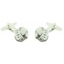 Silver Plated Ribbed Rail Knot Cufflinks 