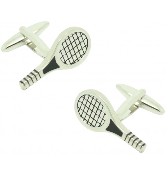 Cufflinks for silver tennis racket shirt
