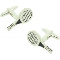 Gemelos para camisa raqueta de tenis plateada