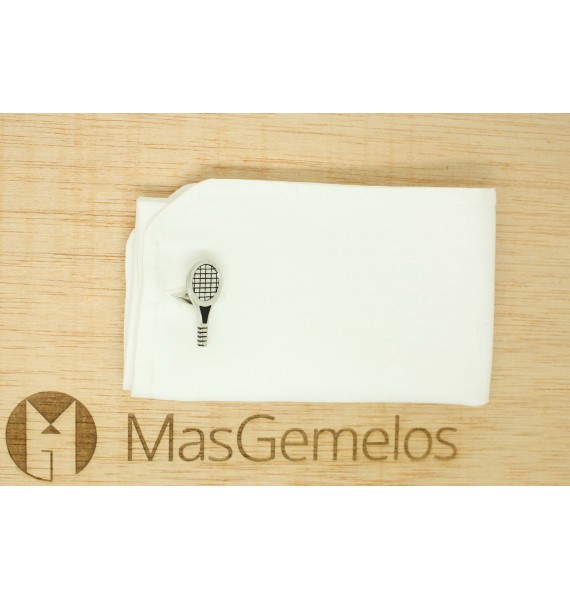 Cufflinks for silver tennis racket shirt