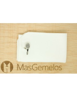 Abotoaduras prateadas para camisa de raquete de tênis