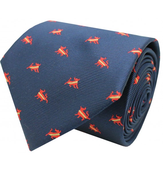 Silk tie with bull Spain navy blue