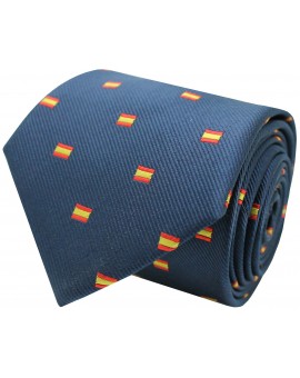 Corbata azul marino bandera España rectangular de seda
