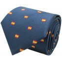 Corbata azul marino bandera España rectangular de seda
