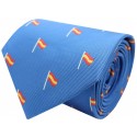 Corbata con bandera España mastil azul claro