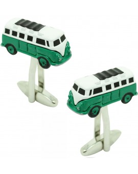 Gemelos para camisa Furgoneta Hippie verde