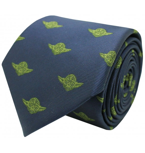 Corbata de seda Yoda Star Wars azul marino