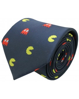 navy blue pacman silk necktie