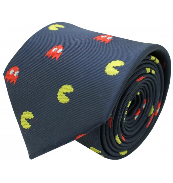 navy blue pacman silk necktie