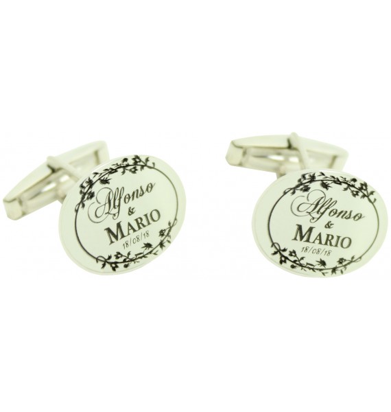 Gemelli per camicia personalizzati con data del matrimonio Argento 925